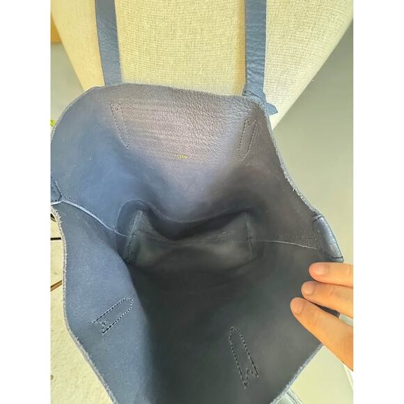 J. Crew Downing Leather Blue Tote Bucket Bag - Picture 8 of 10